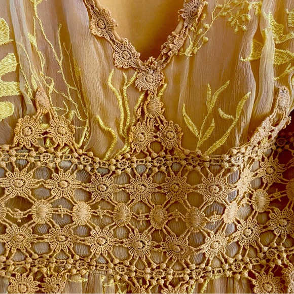 Ranna Gill Anthropologie yellow lace dress size xs (fits like S/M) - Picture 2 of 6